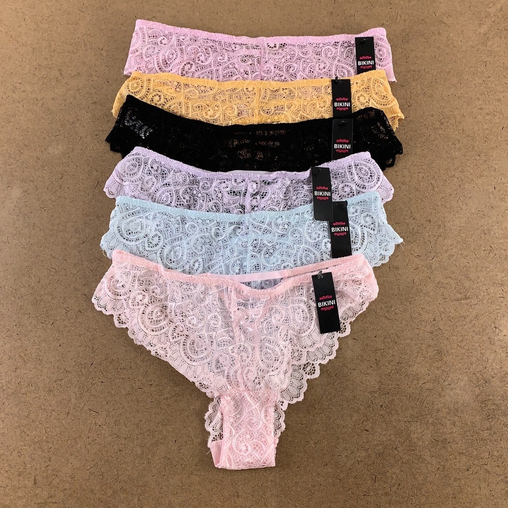 Alyce Intimates Women's Medium Colorful Stretch Lace Bikini Panties 6 Pack NWT